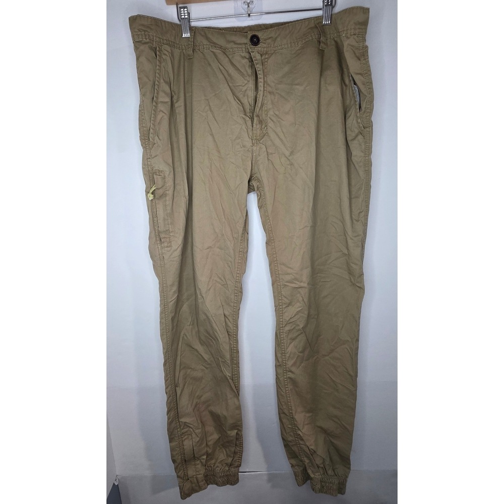 PJ Mark Mens Slim Fit Cargo Pants Tan Khaki Cotton Joggers Size 40x34
